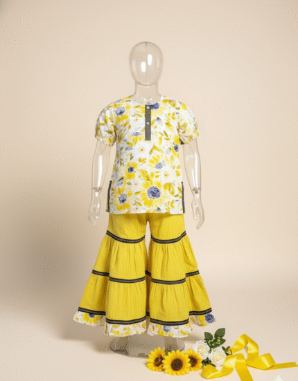Sunshine Bloom Co-Ord Set – Yellow Floral Boutique Outfit for Girls