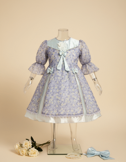 Lilac Bloom Princess Dress – Elegant Floral Party Outfit for Girls